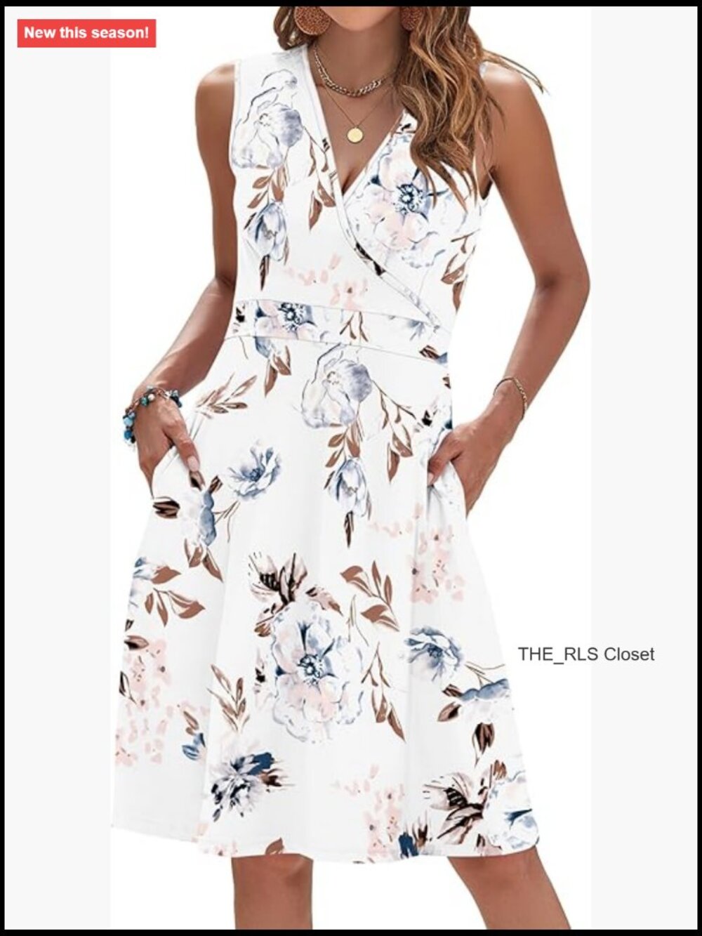 Sleeveless V Neck Wrap Floral Sundress With Pockets